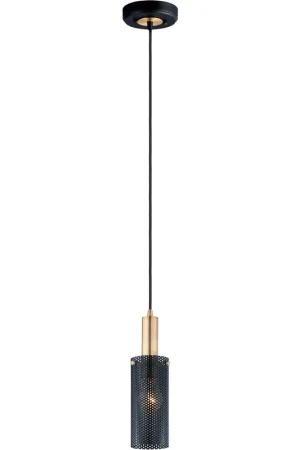 Best Choice Perf 1 Light 4 inch Black/Satin Brass Mini Pendant Ceiling Light