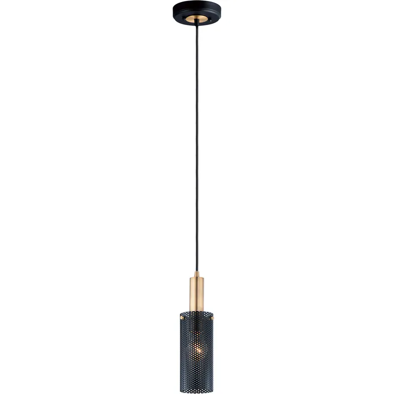 Best Choice Perf 1 Light 4 inch Black/Satin Brass Mini Pendant Ceiling Light