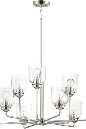 Acadia 9 Light 35 inch Satin Nickel Chandelier Ceiling Light Buy Online