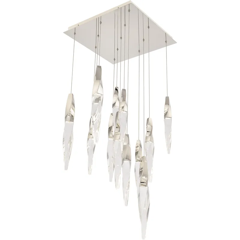Beyond Kindjal LED 20 inch Polished Nickel Multi-Light Pendant Ceiling Light, Square Canopy Don’t Miss Out