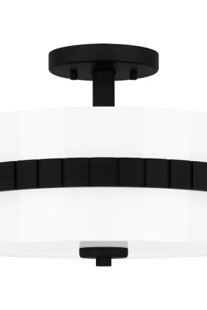 Baud 2 Light 14 inch Matte Black Semi-Flush Mount Ceiling Light Price Drop