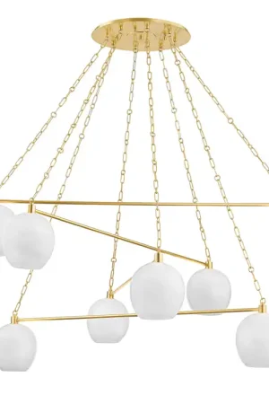 Asbury Park 8 Light 54.5 inch Aged Brass Chandelier Ceiling Light Direct From Factory
