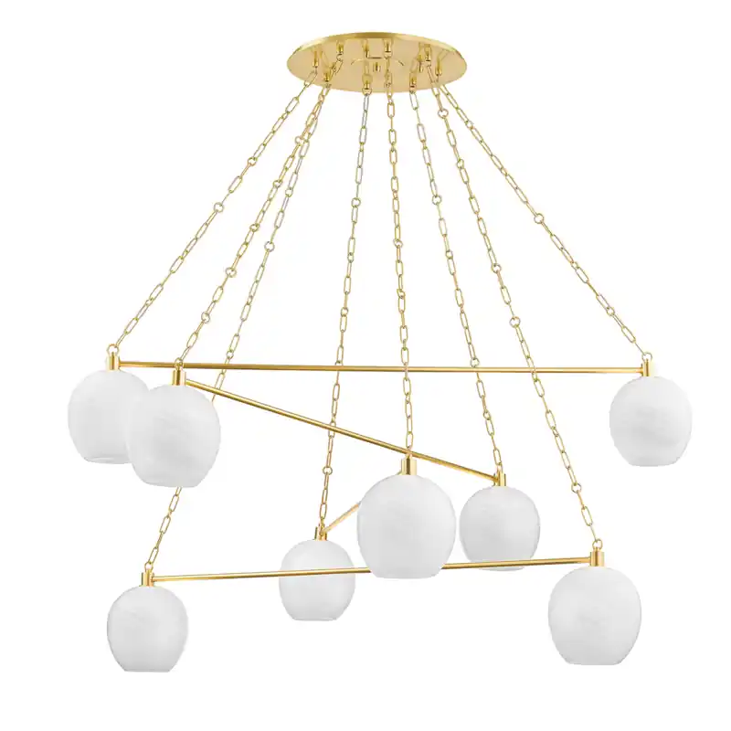 Asbury Park 8 Light 54.5 inch Aged Brass Chandelier Ceiling Light Direct From Factory