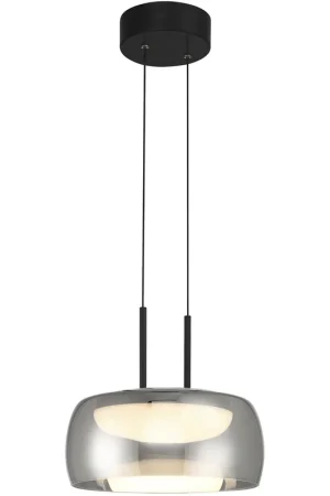 Chloe LED 13.75 inch Matte Black and Smoke Pendant Ceiling Light Next Day Delivery