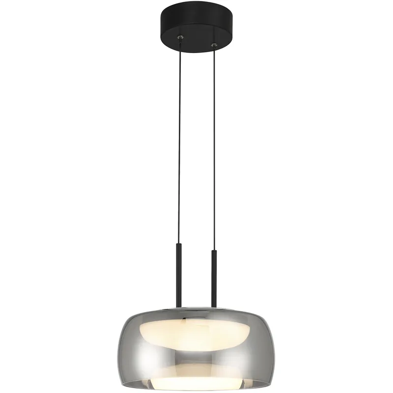 Chloe LED 13.75 inch Matte Black and Smoke Pendant Ceiling Light Next Day Delivery