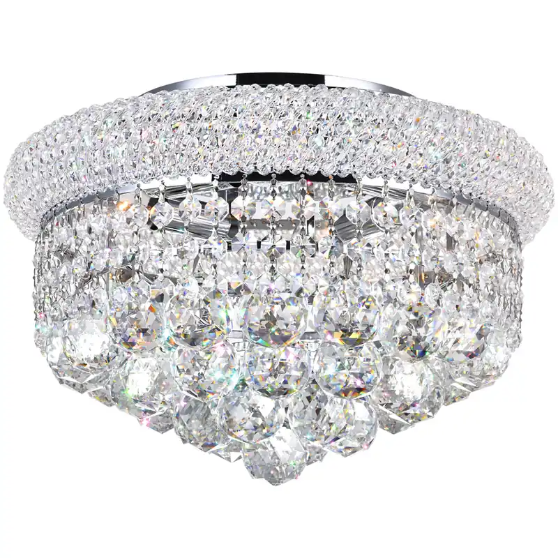 Budget Empire 4 Light 14 inch Chrome Flush Mount Ceiling Light