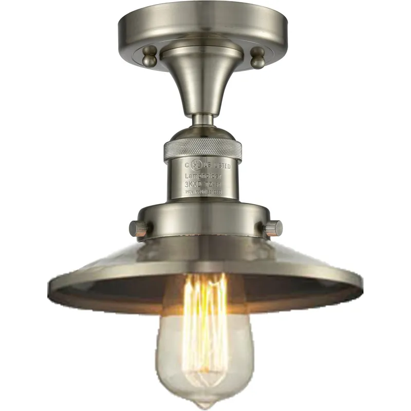 Bargain Franklin Restoration Railroad 1 Light 7 inch Brushed Satin Nickel Semi-Flush Mount Ceiling Light, Franklin Restoration