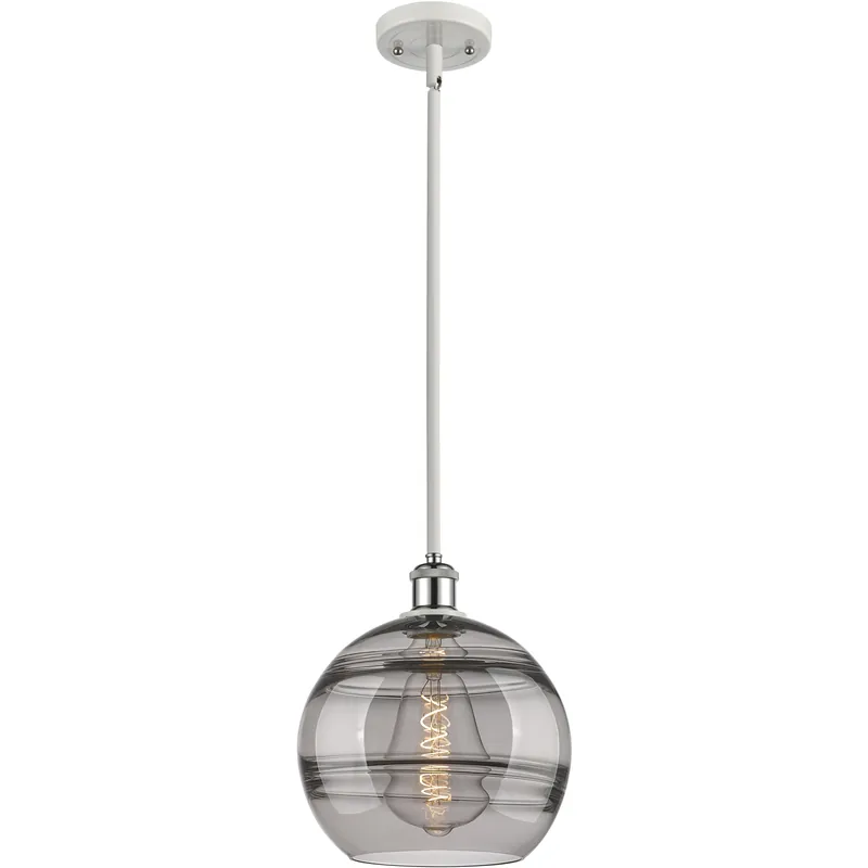 Ballston Rochester 1 Light 10 inch White Polished Chrome Stem Hung Mini Pendant Ceiling Light Viral