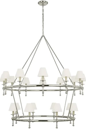 Chapman & Myers Classic LED 57.25 inch Polished Nickel Two-Tier Ring Chandelier Ceiling Light Limited Time