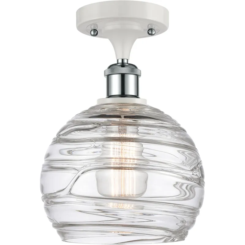 Certified Ballston Deco Swirl LED 8 inch White and Polished Chrome Semi-Flush Mount Ceiling Light, Ballston