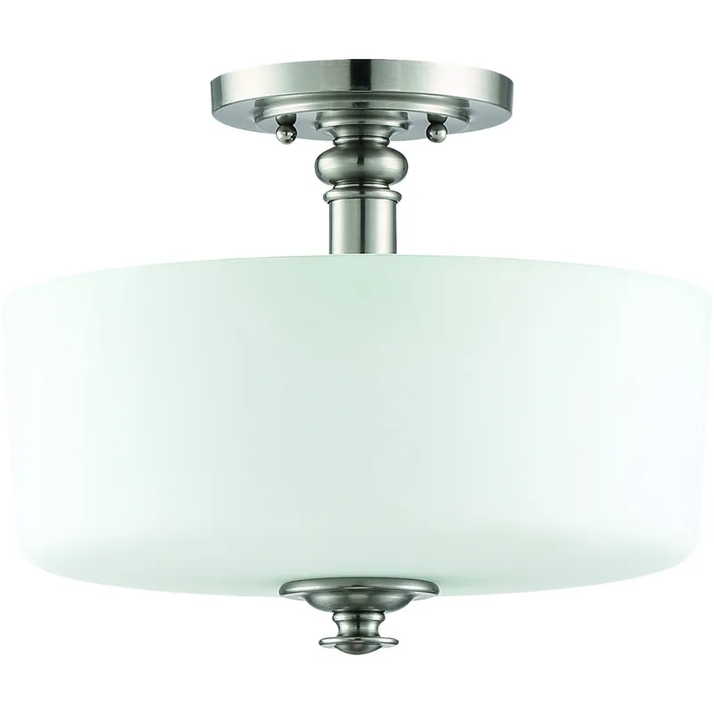 Buy Online Neighborhood Dardyn 3 Light 13 inch Brushed Polished Nickel Convertible Semi Flush Ceiling Light in White Frosted Glass, Convertible to Pendant