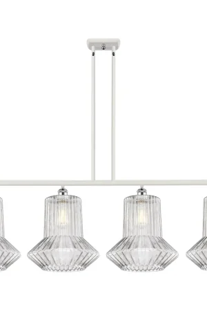 Ballston Springwater 4 Light 48 inch White and Polished Chrome Island Light Ceiling Light, Ballston In Demand