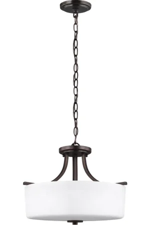 Canfield 3 Light 16 inch Bronze Semi-Flush Mount Ceiling Light Authentic