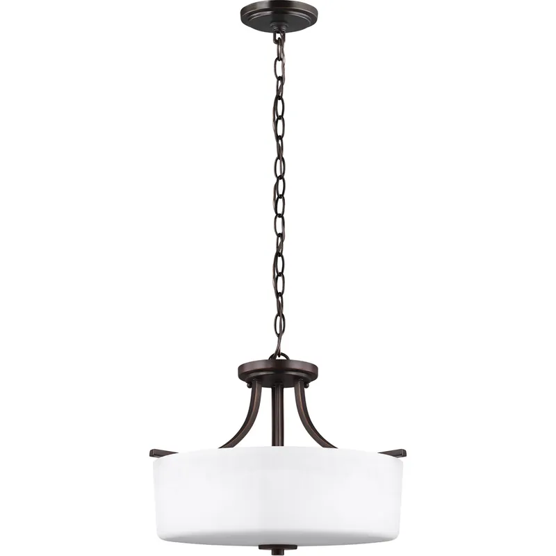 Canfield 3 Light 16 inch Bronze Semi-Flush Mount Ceiling Light Authentic