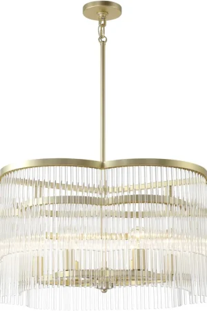 Azura 6 Light 34 inch Heirloom Brass Scalloped Pendant Ceiling Light Budget