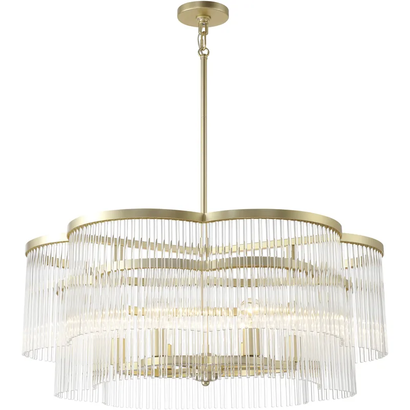 Azura 6 Light 34 inch Heirloom Brass Scalloped Pendant Ceiling Light Budget