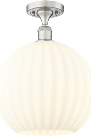 Ballston White Venetian 1 Light 12 inch Brushed Satin Nickel Semi-Flush Mount Ceiling Light Hot Picks