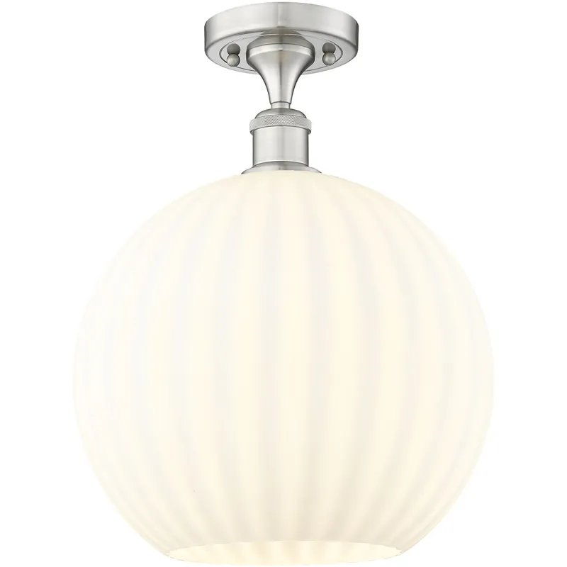 Ballston White Venetian 1 Light 12 inch Brushed Satin Nickel Semi-Flush Mount Ceiling Light Hot Picks