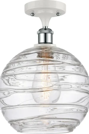 Ballston Large Deco Swirl LED 10 inch White and Polished Chrome Semi-Flush Mount Ceiling Light, Ballston Markdown
