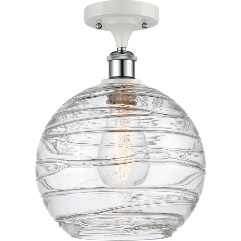 Ballston Large Deco Swirl LED 10 inch White and Polished Chrome Semi-Flush Mount Ceiling Light, Ballston Markdown