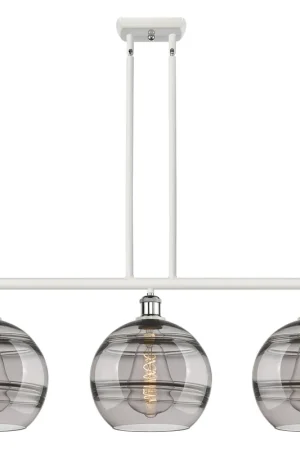 Ballston Rochester 3 Light 36.5 inch White Polished Chrome Stem Hung Island Light Ceiling Light Markdown