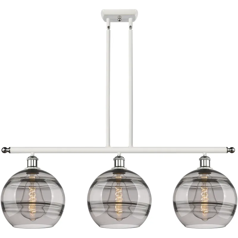 Ballston Rochester 3 Light 36.5 inch White Polished Chrome Stem Hung Island Light Ceiling Light Markdown