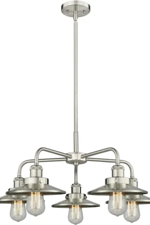 Bargain Ballston Urban 5 Light 26 inch Satin Nickel Chandelier Ceiling Light