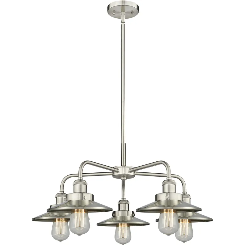 Bargain Ballston Urban 5 Light 26 inch Satin Nickel Chandelier Ceiling Light