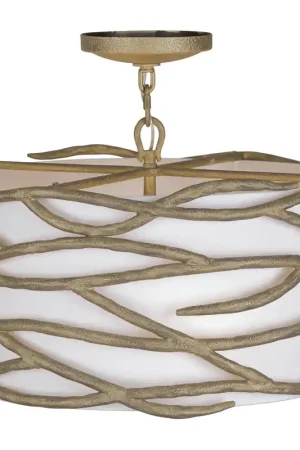 Branch Reality 4 Light 20 inch Textured Ashen Gold Semi Flush Mount Ceiling Light Top Rated