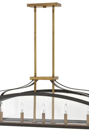 Clarendon 5 Light 36 inch Bronze with Heirloom Brass Indoor Linear Chandelier Ceiling Light Limited Time