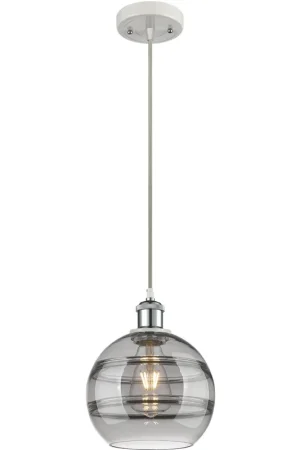 Budget Ballston Rochester 1 Light 8 inch White Polished Chrome Cord Hung Mini Pendant Ceiling Light