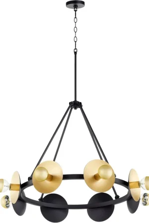 Artemis 8 Light 32 inch Noir and Gold Leaf Chandelier Ceiling Light While Supplies Last