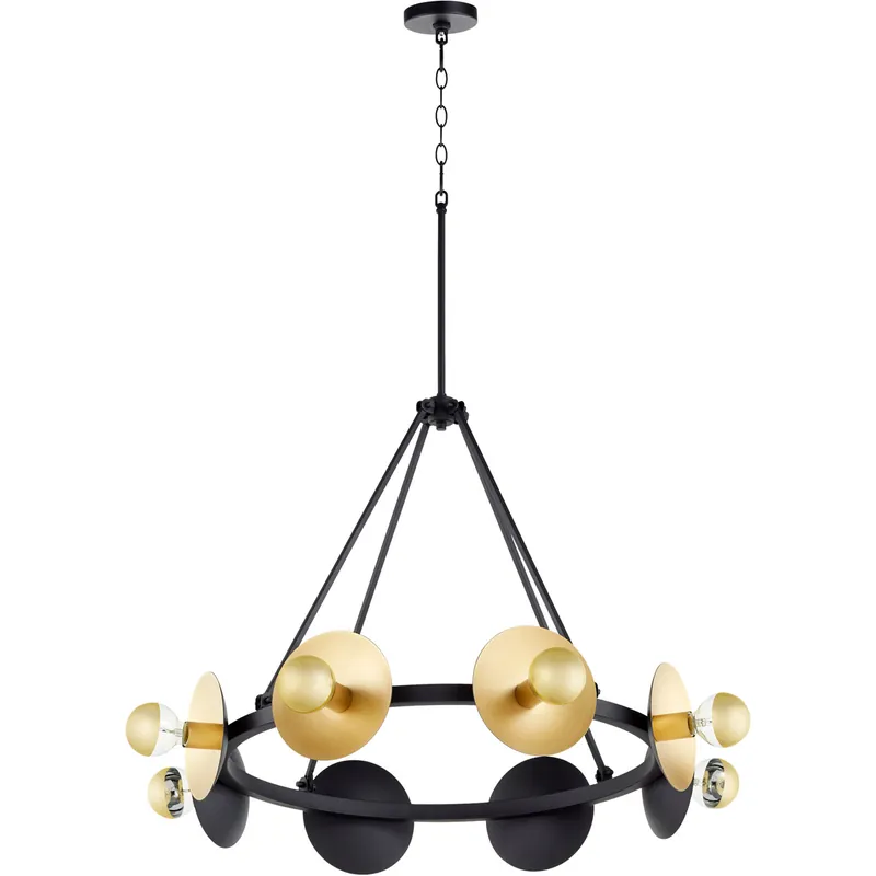 Artemis 8 Light 32 inch Noir and Gold Leaf Chandelier Ceiling Light While Supplies Last