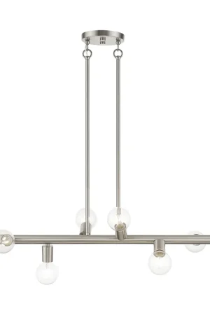 Bannister 8 Light 42 inch Brushed Nickel Linear Chandelier Ceiling Light, Large Low Price