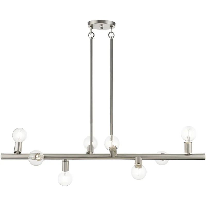 Bannister 8 Light 42 inch Brushed Nickel Linear Chandelier Ceiling Light, Large Low Price