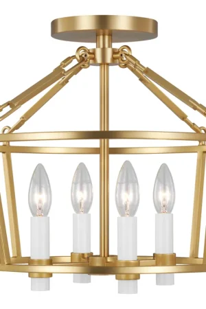 C&M by Chapman & Myers Marston 4 Light 16.38 inch Burnished Brass Semi Flush Mount Ceiling Light Trending