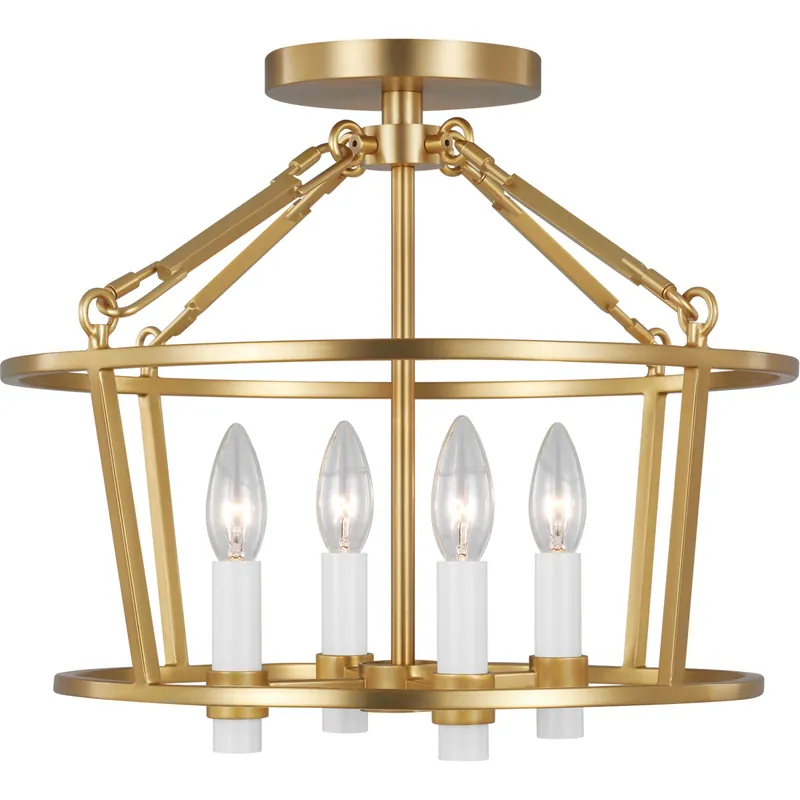 C&M by Chapman & Myers Marston 4 Light 16.38 inch Burnished Brass Semi Flush Mount Ceiling Light Trending