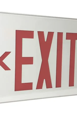 Architectural 13 inch White Exit / Emergency Ceiling Light in Red, with Battery Backup Wholesale