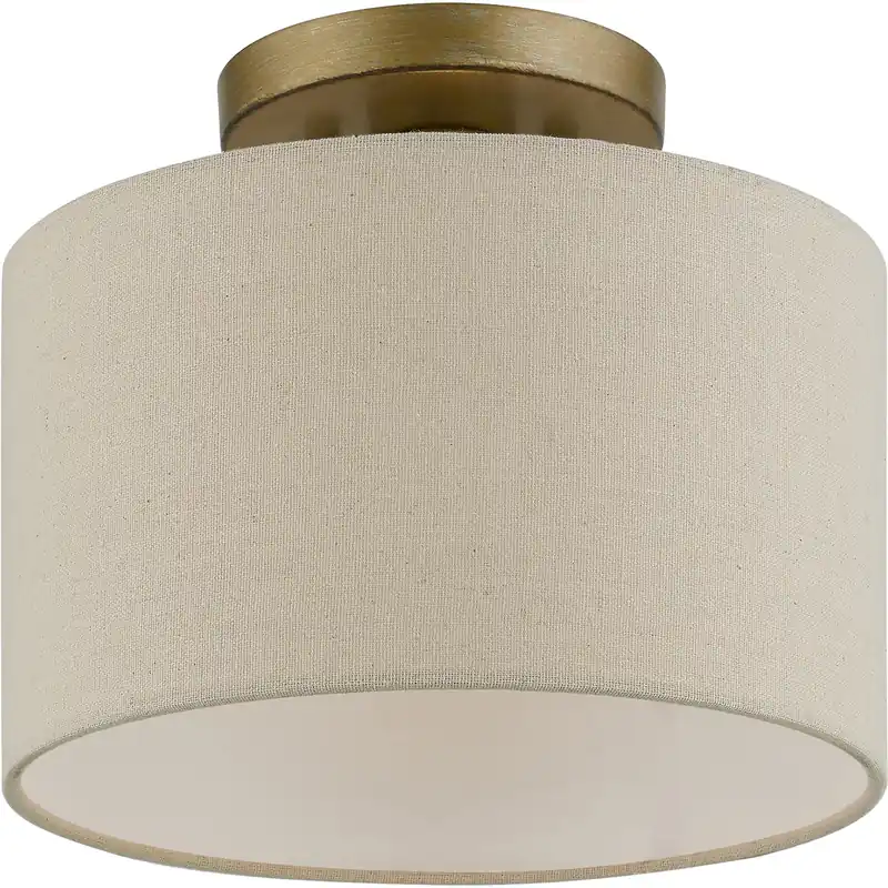 Burnett 1 Light 10 inch Antique Gold Leaf with White Accents Small Semi-Flush Ceiling Light, Small Reduced Price