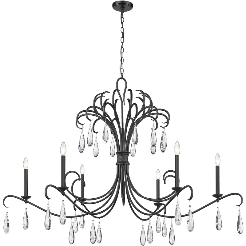 Amara 6 Light 58.75 inch Matte Black Chandelier Ceiling Light Fresh Stock