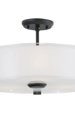 Zurich 3 Light 16 inch Graphite Semi-flush Mount Ceiling Light Deal