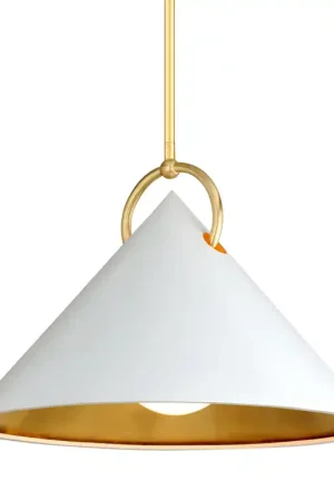 Big Sale Charm 1 Light 30 inch White and Gold Leaf Pendant Ceiling Light