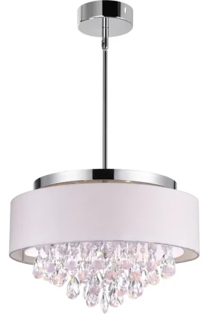 Big Sale Dash 4 Light 18 inch Chrome Drum Shade Flush Mount Ceiling Light in Off White