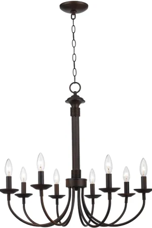 Candle 8 Light 27 inch Rubbed Oil Bronze Chandelier Ceiling Light Factory Price