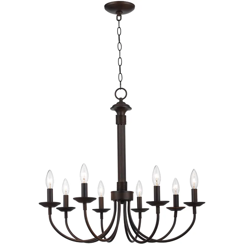 Candle 8 Light 27 inch Rubbed Oil Bronze Chandelier Ceiling Light Factory Price