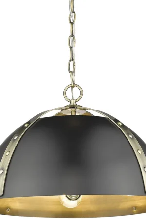 Affordable Aldrich Pendant Ceiling Light in Aged Brass, Matte Black