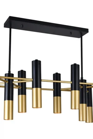 Anem 10 Light 12 inch Matte Black and Satin Gold Down Chandelier Ceiling Light Wholesale