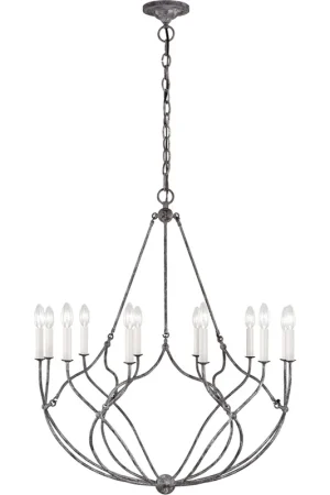 C&M by Chapman & Myers Richmond 12 Light 31.38 inch Weathered Galvanized Chandelier Ceiling Light Limited Time