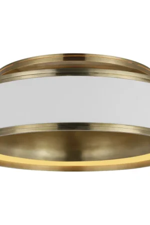 Chapman & Myers Connery LED 18 inch Matte White and Antique-Burnished Brass Flush Mount Ceiling Light New Arrival