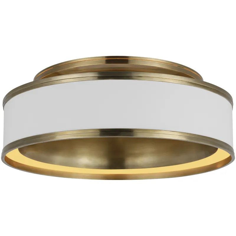 Chapman & Myers Connery LED 18 inch Matte White and Antique-Burnished Brass Flush Mount Ceiling Light New Arrival